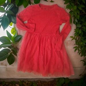 Girls Cat & Jack long sleeve Holiday dress size S6/6X red apple red, Preloved